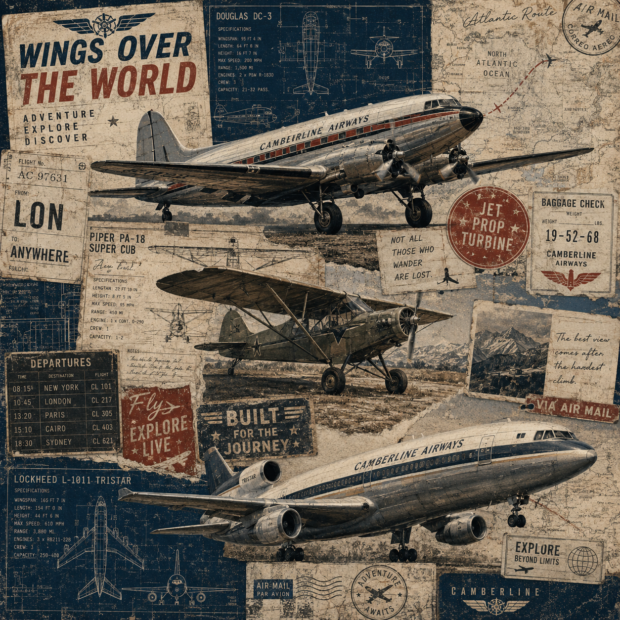 Graphic story art style aviation themed T-shirts and hoodies featuring aircraft and pilot inspired designs.