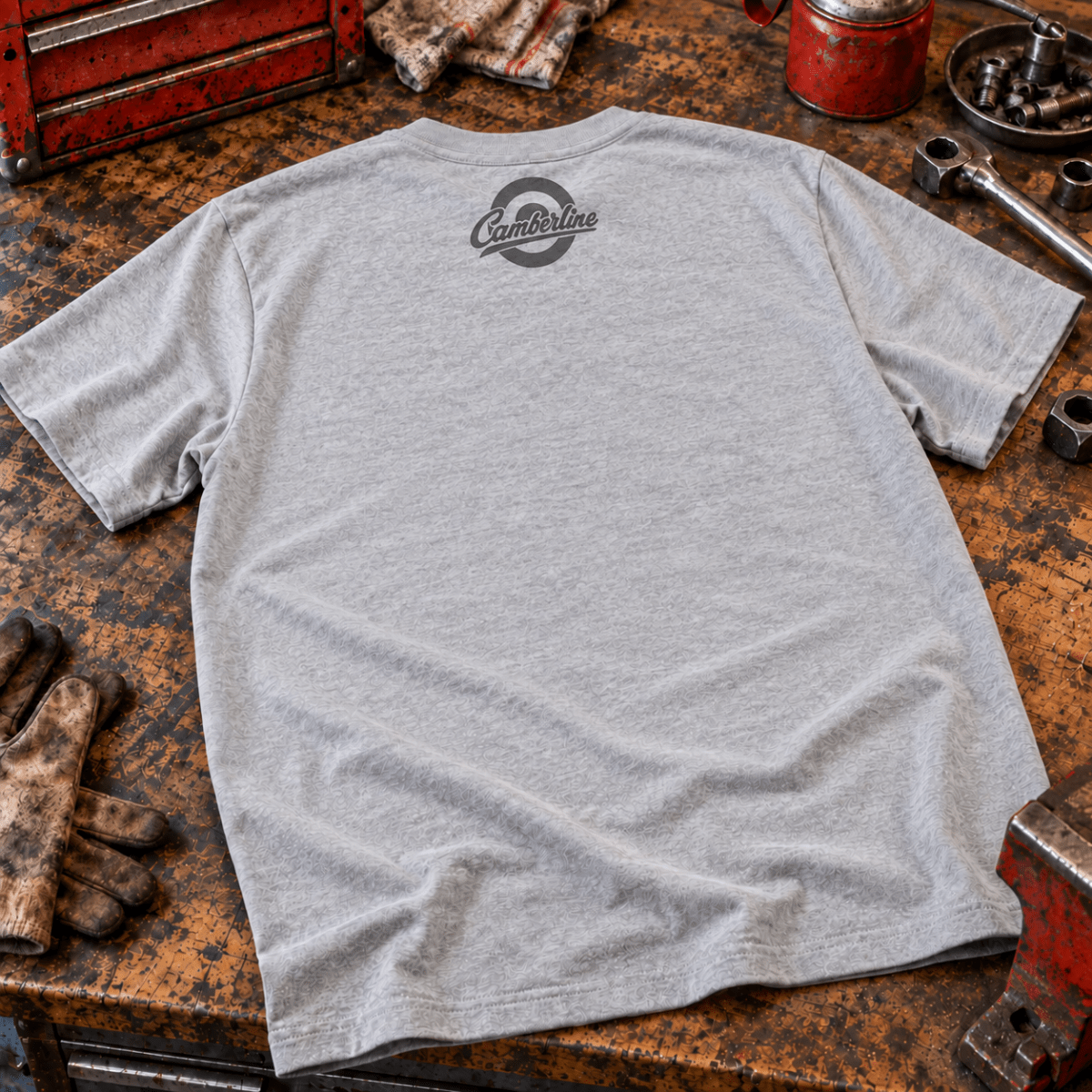 1976 retro hatchback t-shirt in sport grey (heather grey), back garment view – car-ts-0157
