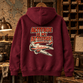 Burgundy Altitude Is My Attitude airliner hoodie in a vintage dispatch room