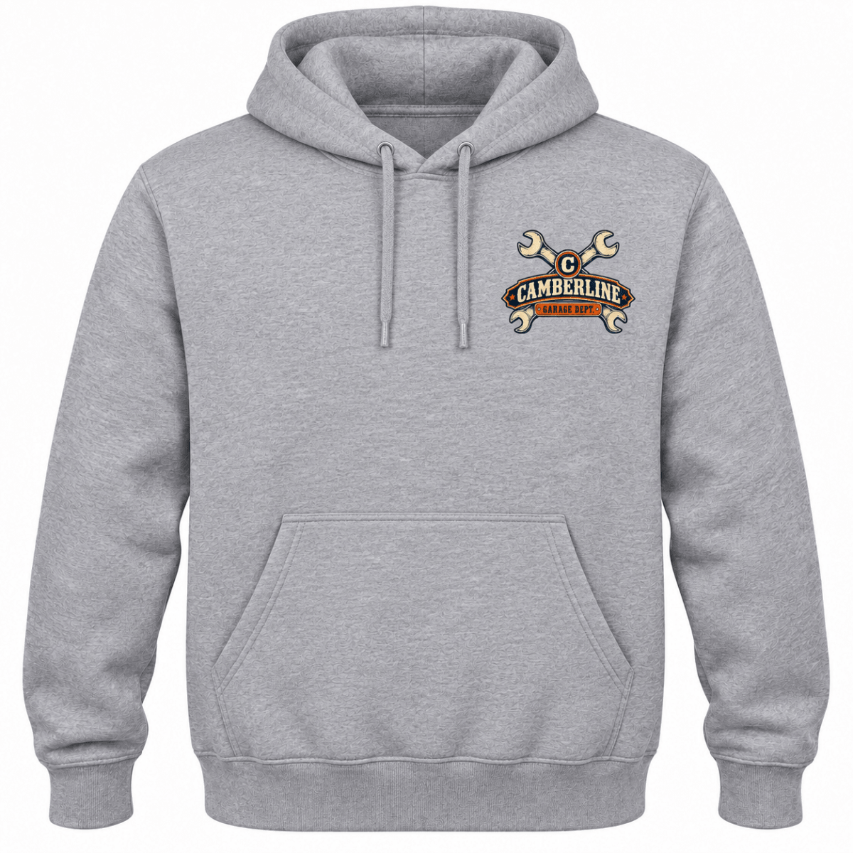Brew Swear Repair coffee and tools mechanic hoodie in sport grey (heather grey), front garment view – car-hd-0805