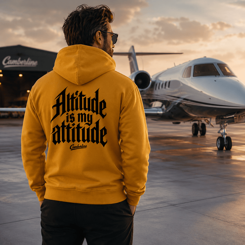 Camberline Altitude Is My Attitude Aviator Hoodie at airfield