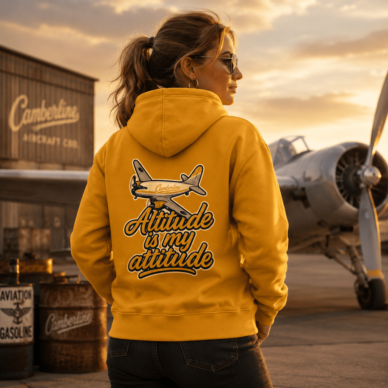 Altitude Is My Attitude Vintage Prop Plane Hoodie by Camberline