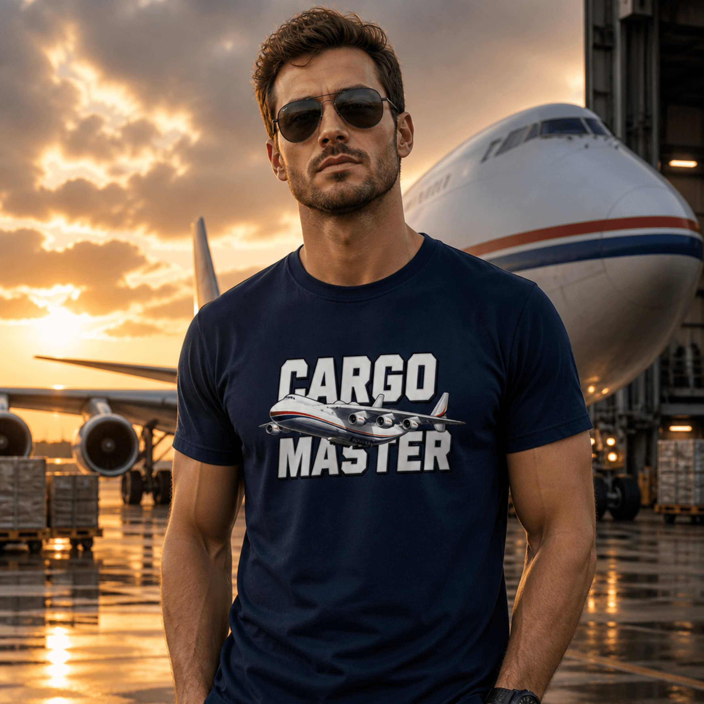 Cargo Master Vintage Aviation Transport Graphic T-Shirt