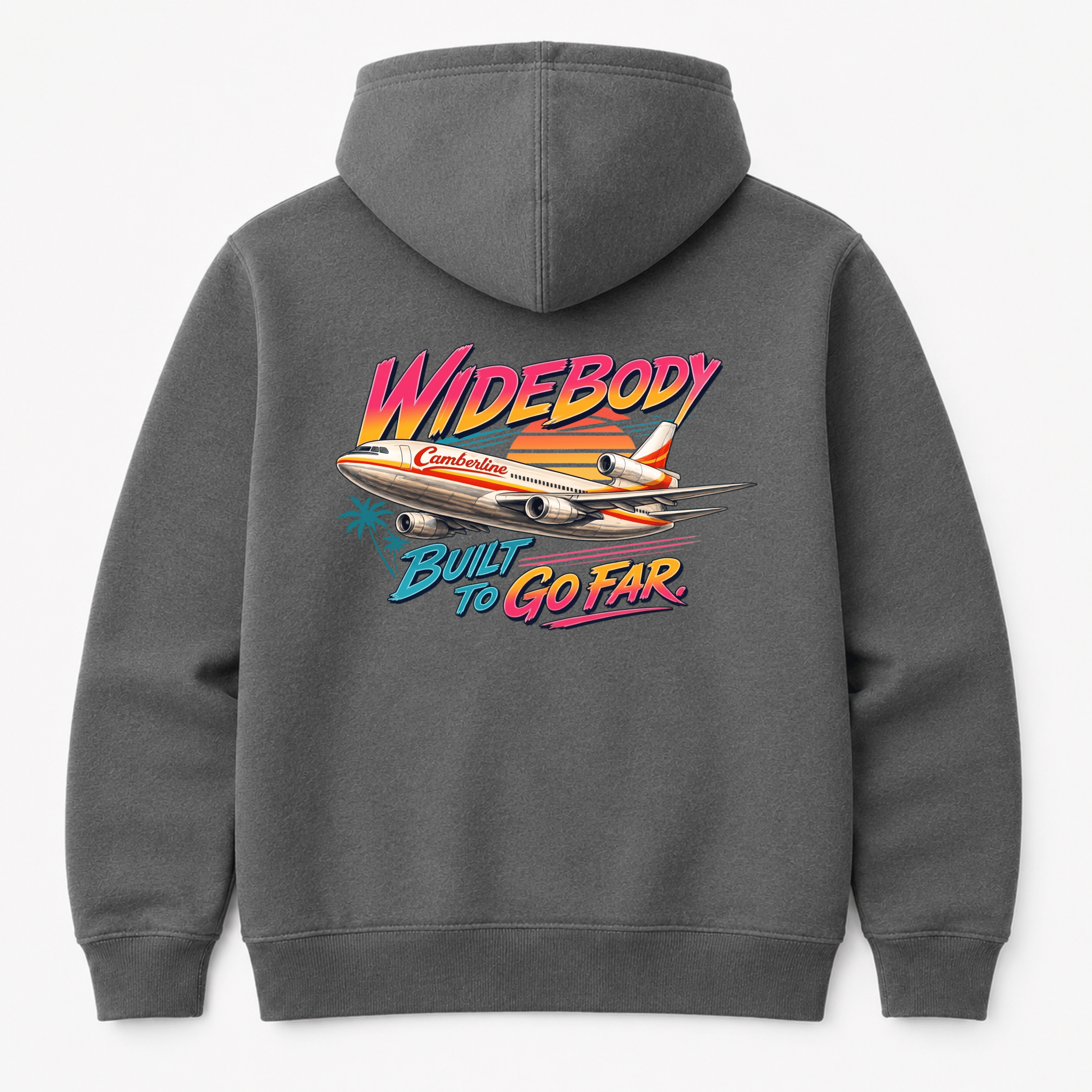 A hoodie with an airplane design at an airport