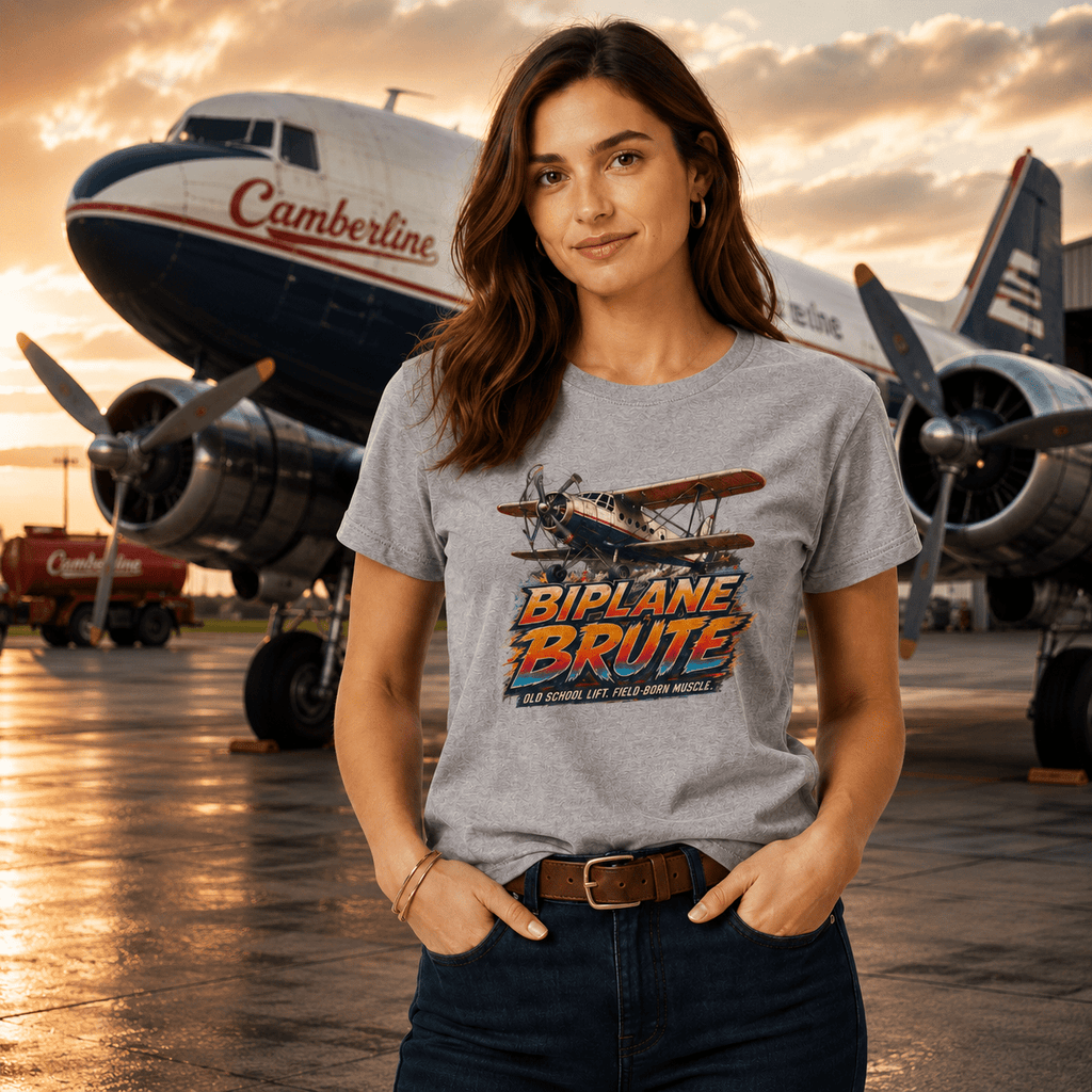 Aviation Graphic T-Shirt – Skyboss Classic Biplane Vintage