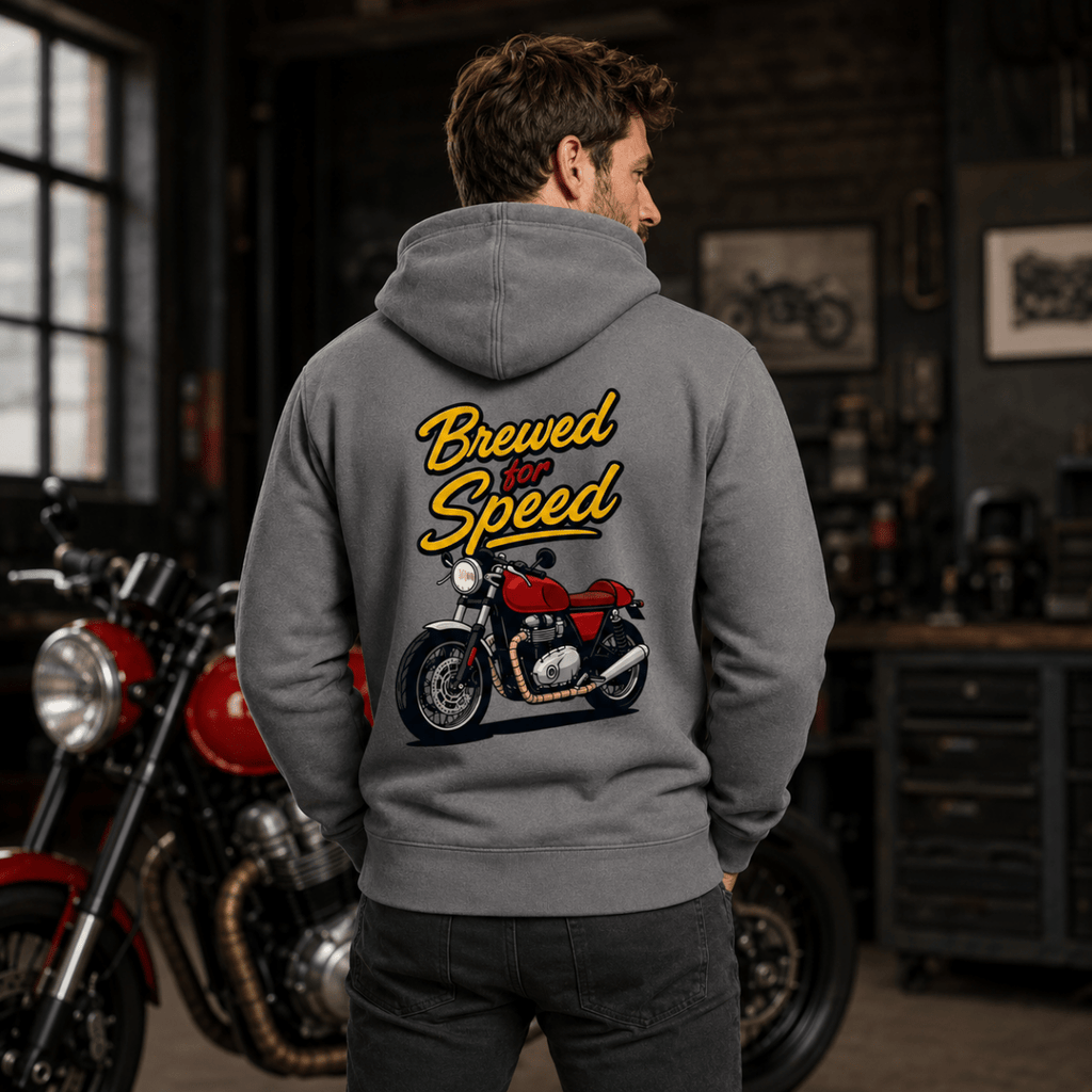 Brewed For Speed Cafe Racer hoodie charcoal — Camberline