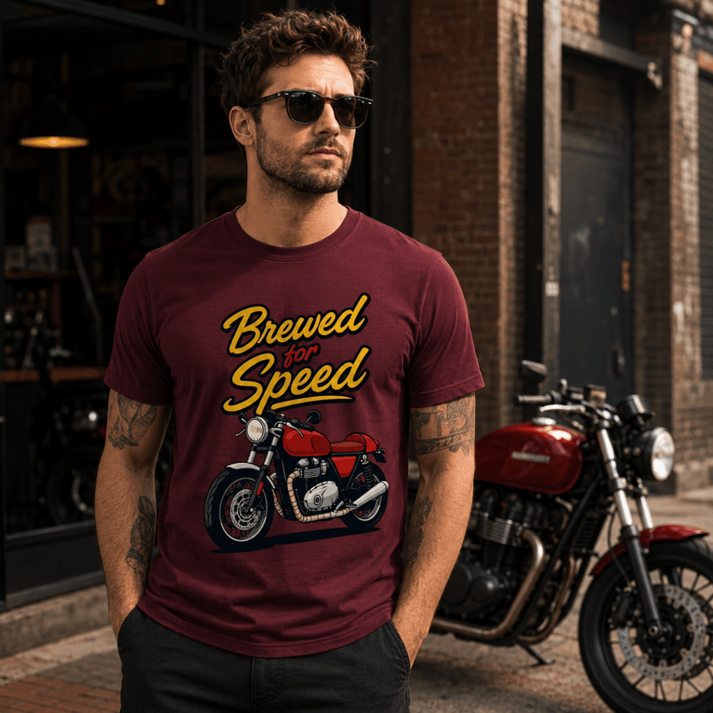 Brewed For Speed Cafe Racer t-shirt burgundy — Camberline