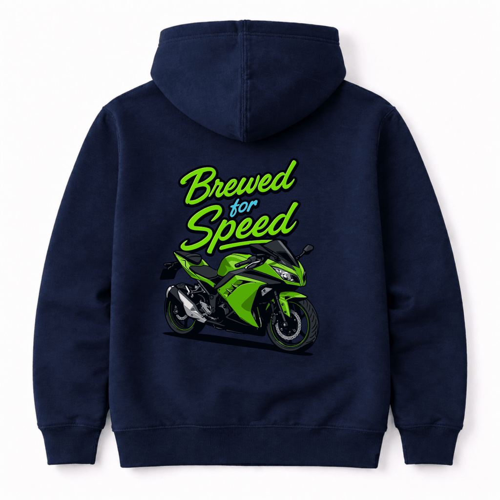 Brewed For Speed Green Sport Bike hoodie navy — Camberline