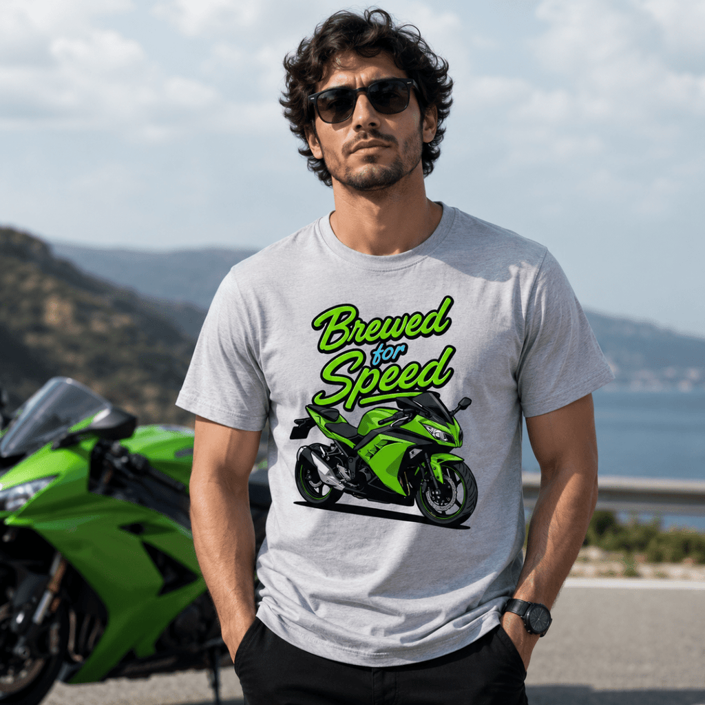 Brewed For Speed Green Sport Bike t-shirt grey marl — Camberline