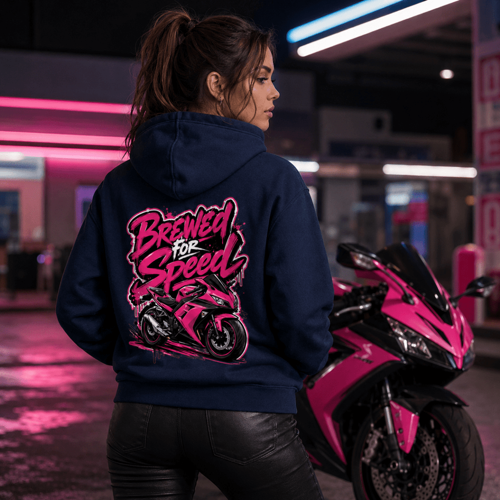Brewed For Speed Pink Superbike hoodie navy — Camberline