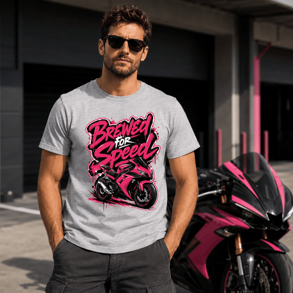 Brewed For Speed Pink Superbike t-shirt grey marl — Camberline