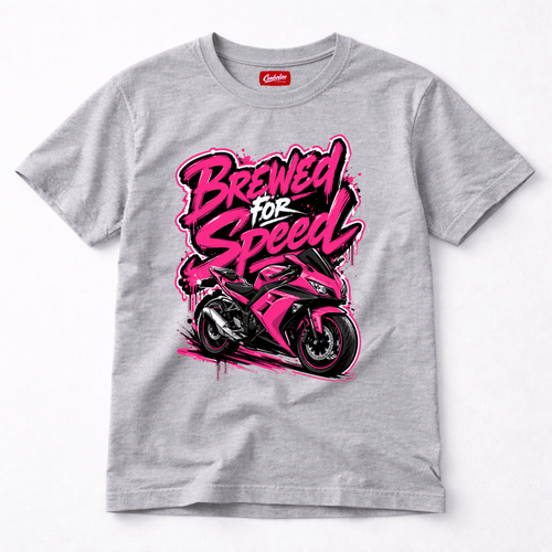 Brewed For Speed Pink Superbike t-shirt grey marl — Camberline