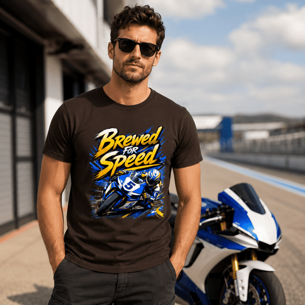 Brewed For Speed Superbike Racing t-shirt dark brown — Camberline