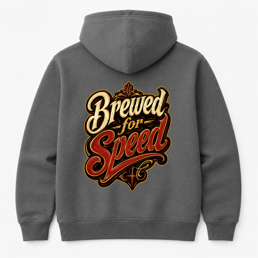 Brewed For Speed Tattoo Script hoodie charcoal — Camberline