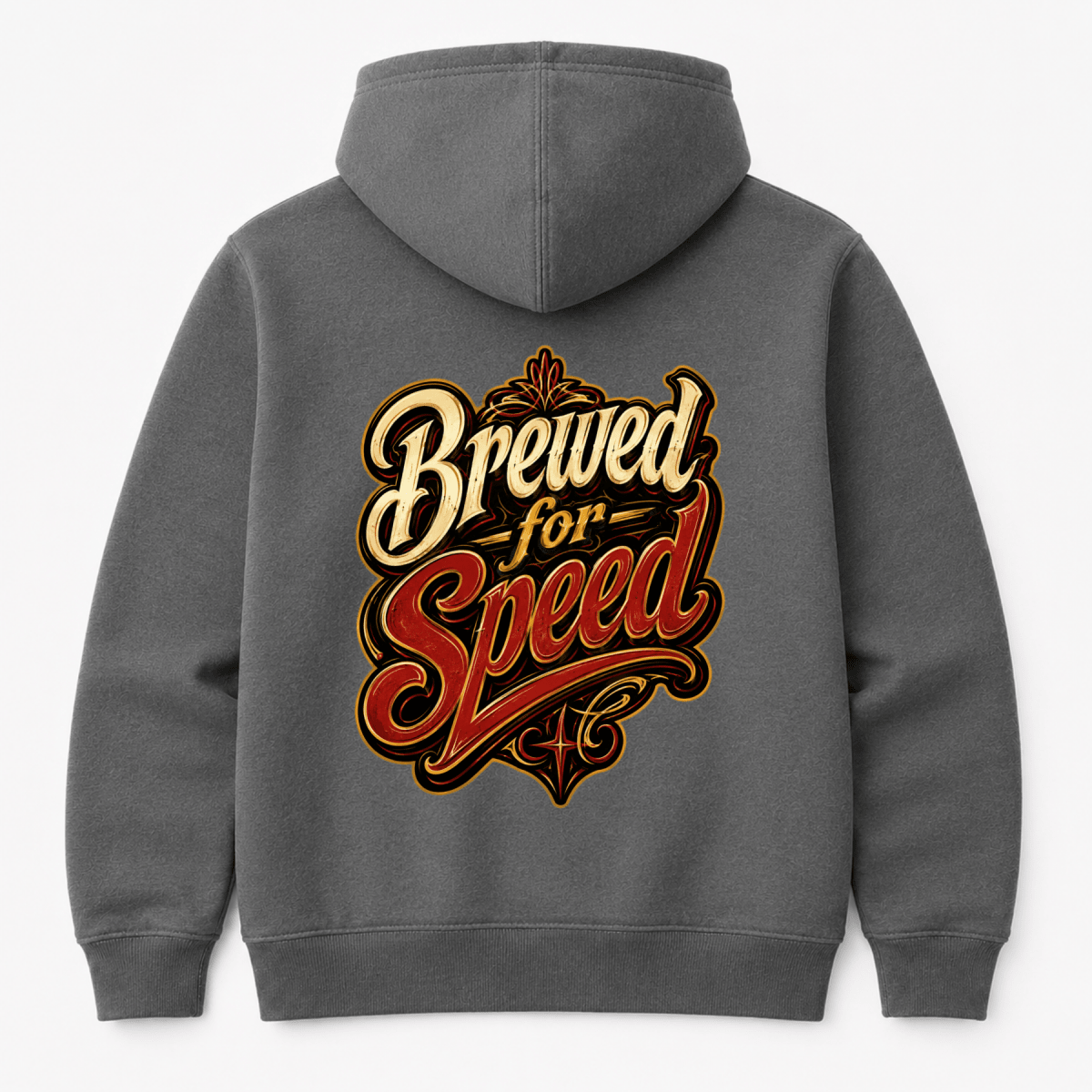 Brewed For Speed Tattoo Script hoodie charcoal — Camberline