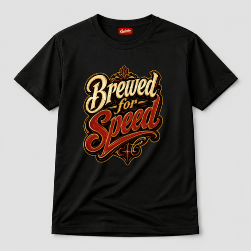 Brewed For Speed Tattoo Script t-shirt black — Camberline