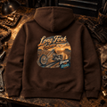 Camberline Custom Chopper Motorcycle Graphic Hoodie - Long Fork Society brown themed garment hero