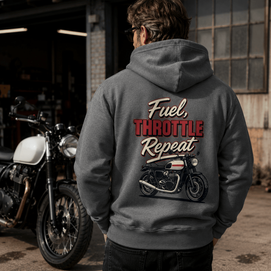 Fuel Throttle Repeat Cafe Racer hoodie charcoal — Camberline