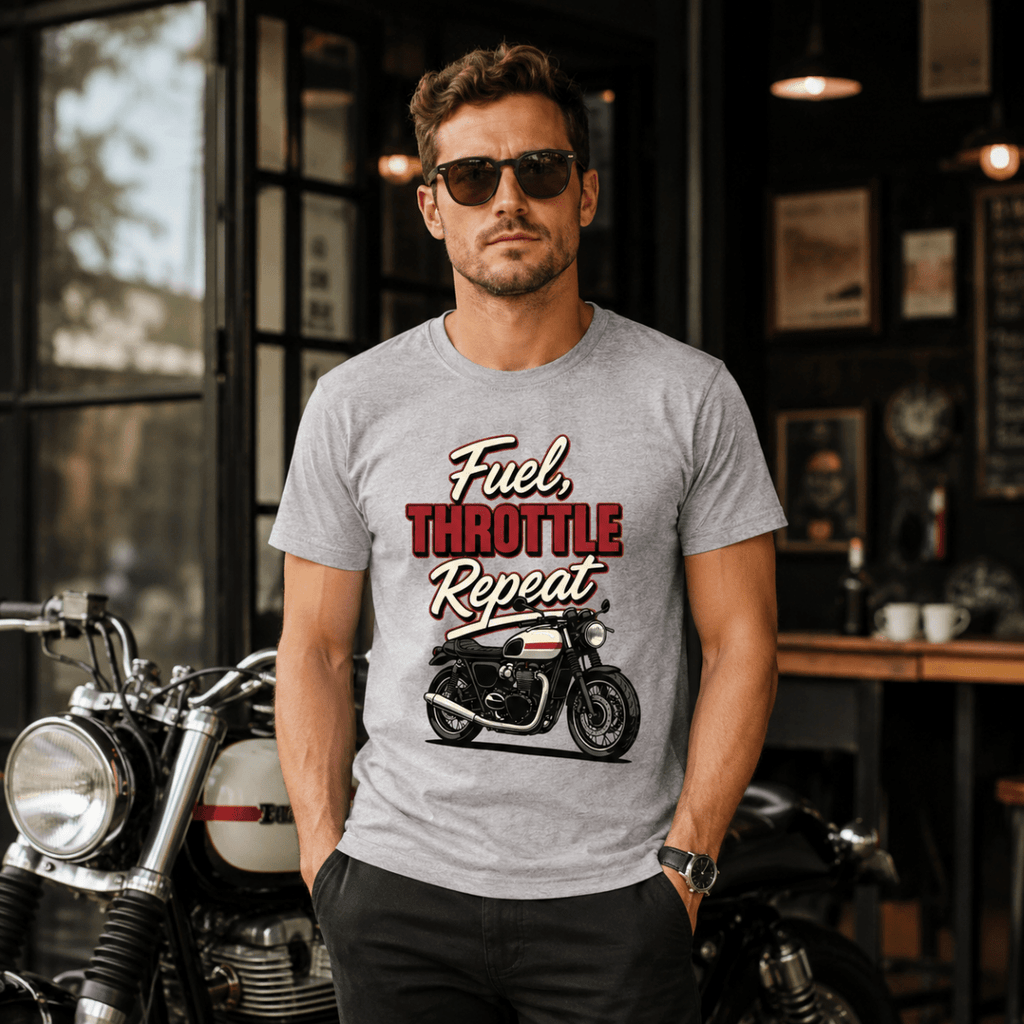 Fuel Throttle Repeat Cafe Racer t-shirt grey marl — Camberline