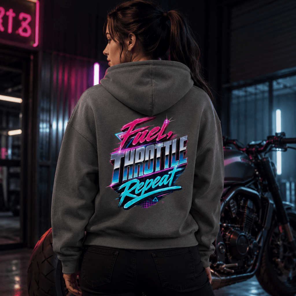 Fuel Throttle Repeat Retrowave hoodie charcoal — Camberline