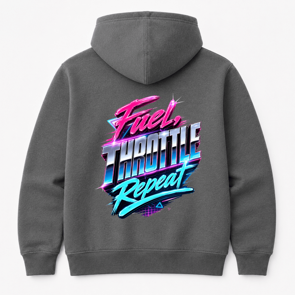 Fuel Throttle Repeat Retrowave hoodie charcoal — Camberline