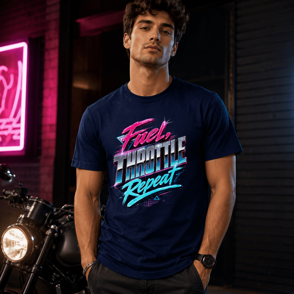 Fuel Throttle Repeat Retrowave t-shirt navy — Camberline