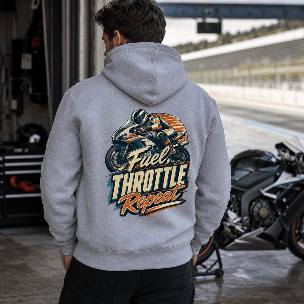 Fuel Throttle Repeat Superbike hoodie grey marl — Camberline