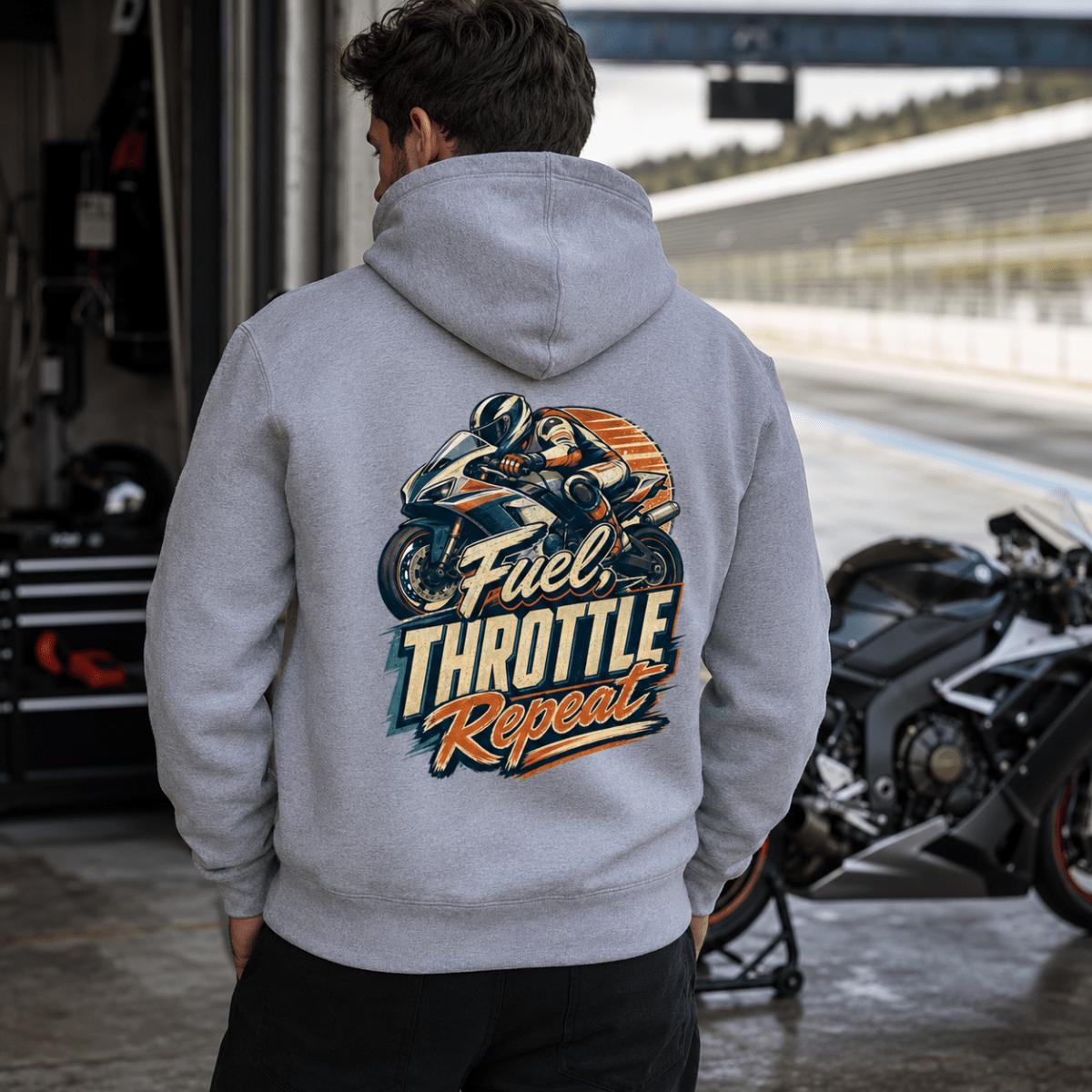 Fuel Throttle Repeat Superbike hoodie grey marl — Camberline