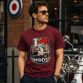 I Love Mods Union Jack Scooter t-shirt burgundy — Camberline