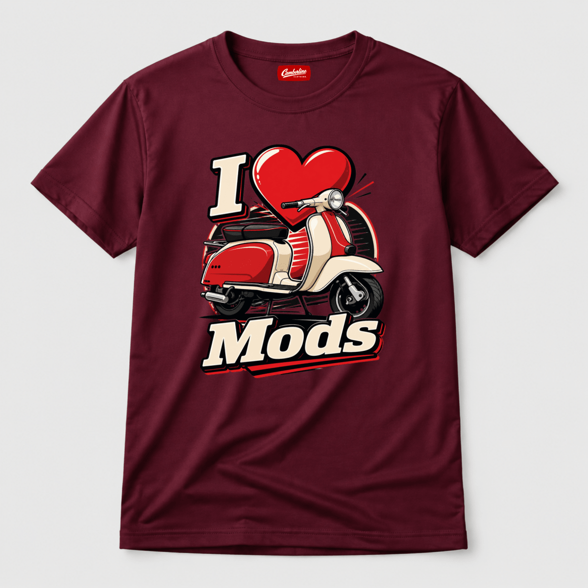 I Love Mods Scooter Graphic t-shirt burgundy — Camberline
