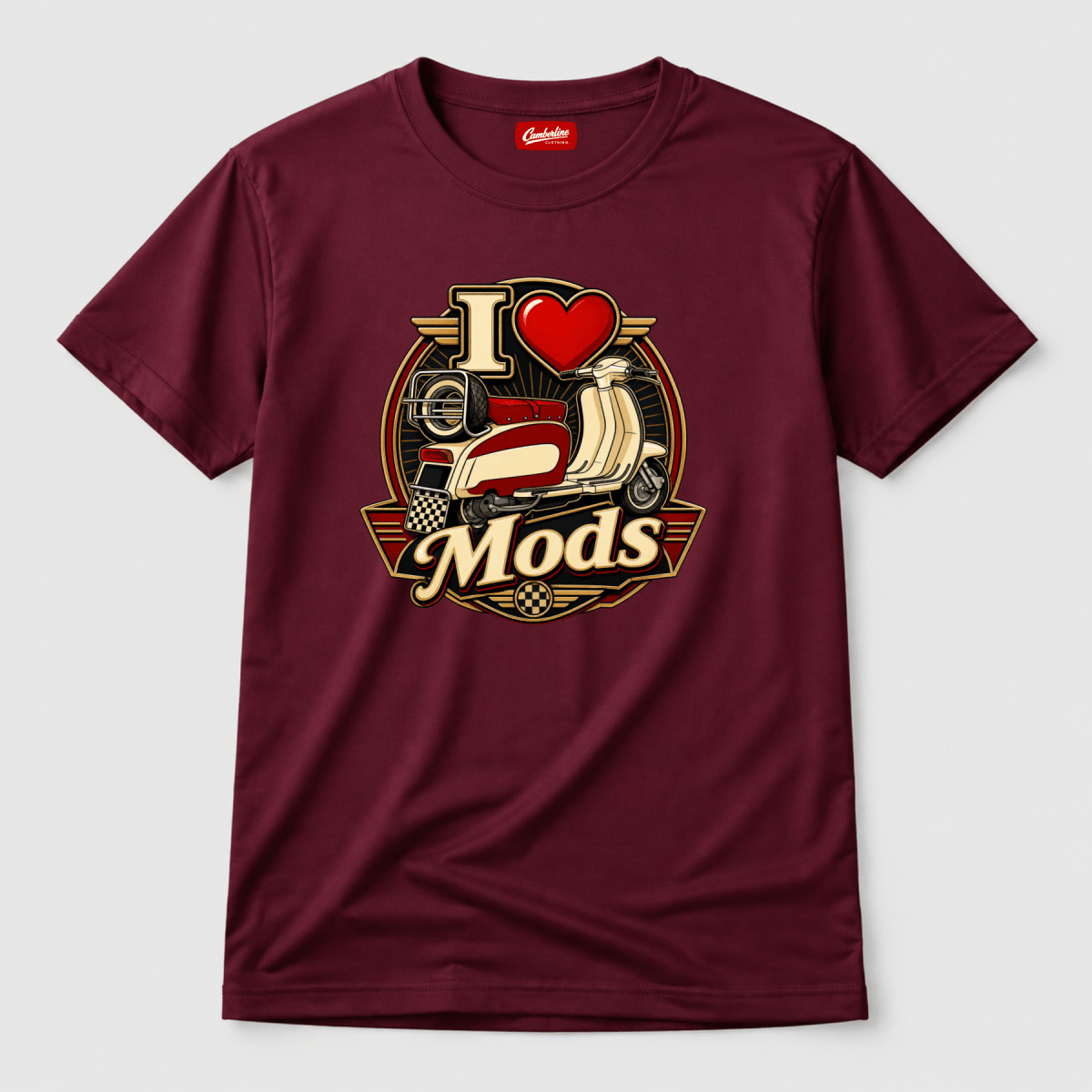 I Love Mods Vintage Scooter t-shirt burgundy — Camberline