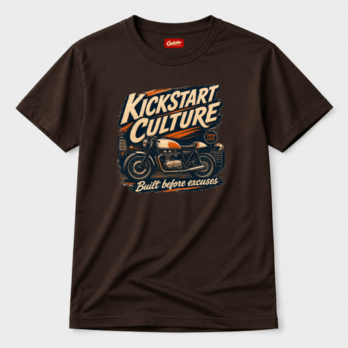 Kickstart Culture Cafe Racer t-shirt dark brown — Camberline