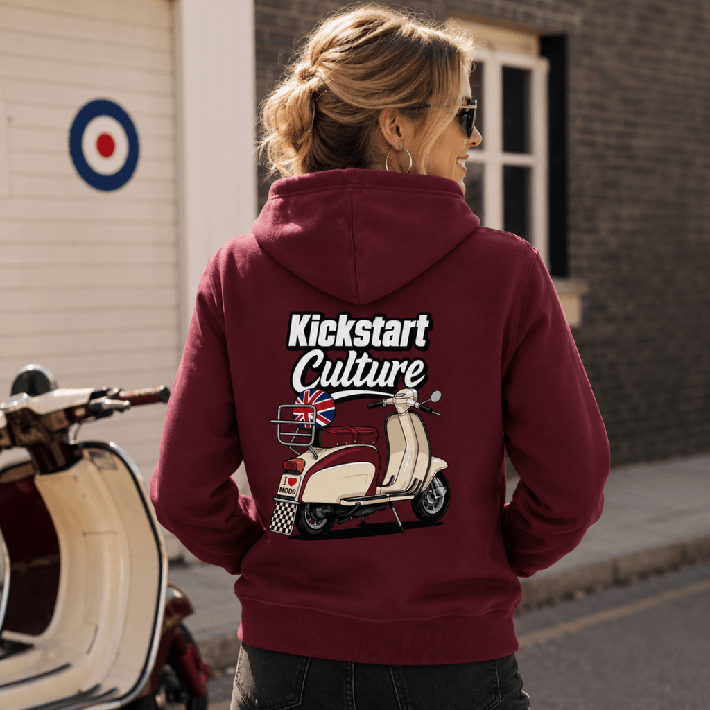 Kickstart Culture British Scooter hoodie burgundy — Camberline