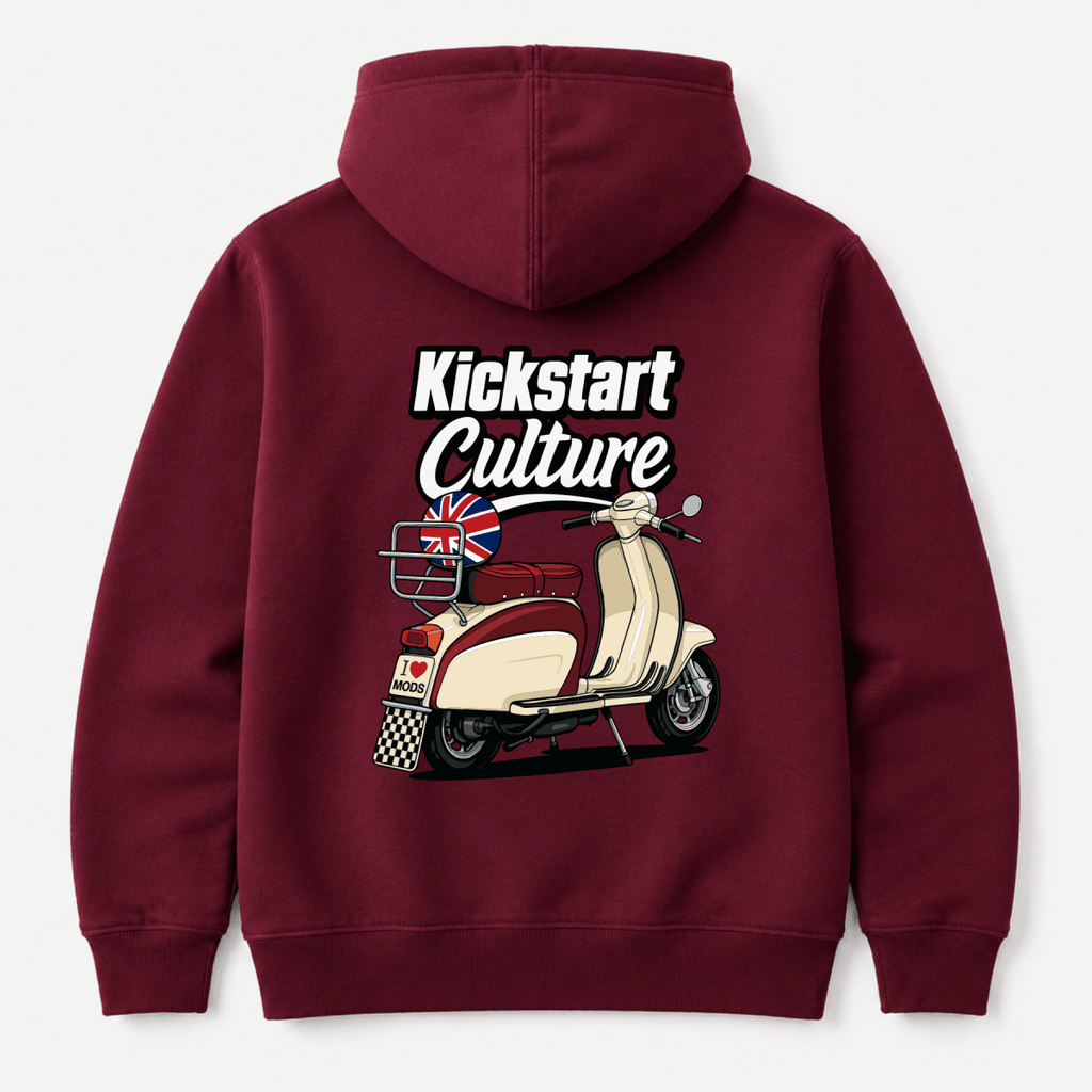 Kickstart Culture British Scooter hoodie burgundy — Camberline