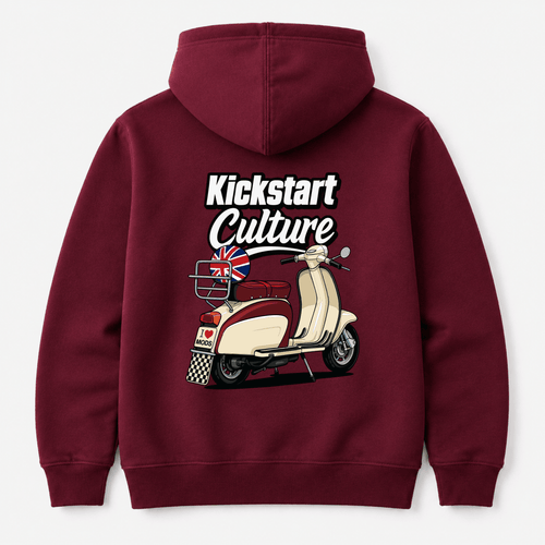 Kickstart Culture British Scooter hoodie burgundy — Camberline