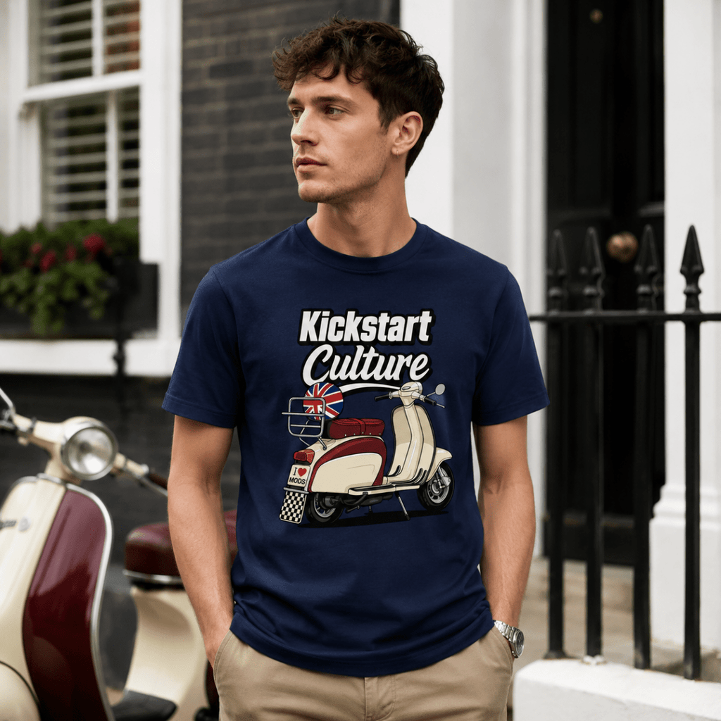 Kickstart Culture British Scooter t-shirt navy — Camberline