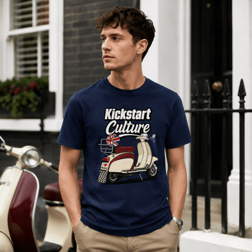 Kickstart Culture British Scooter t-shirt navy — Camberline
