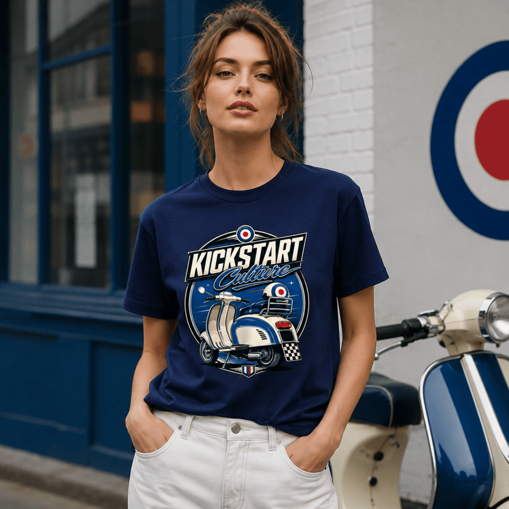Kickstart Culture Mod Target Scooter t-shirt navy — Camberline