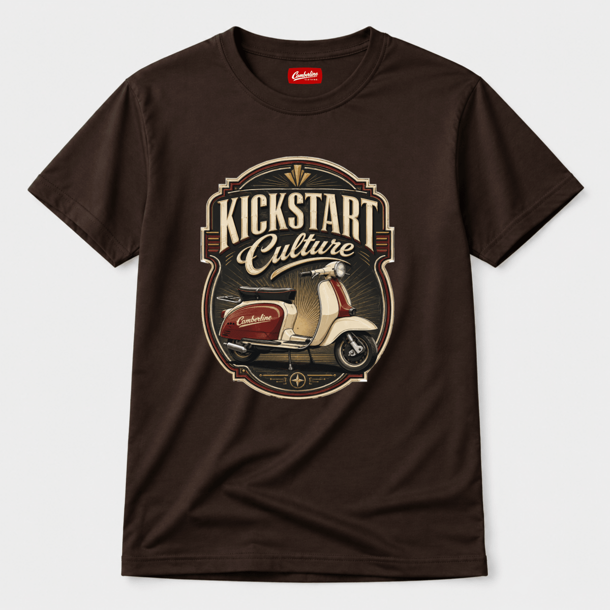Kickstart Culture Vintage Scooter t-shirt dark brown — Camberline