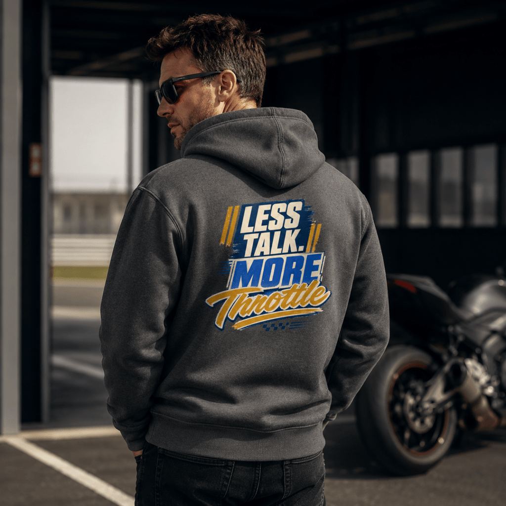 Less Talk More Throttle Script hoodie charcoal — Camberline