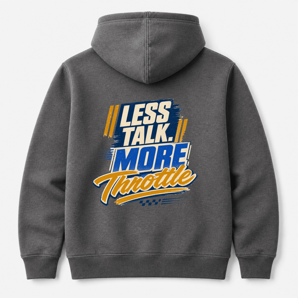 Less Talk More Throttle Script hoodie charcoal — Camberline
