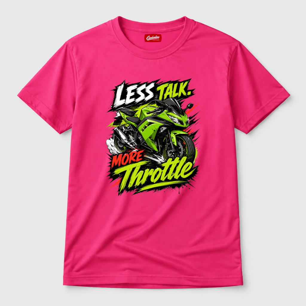 Less Talk More Throttle Sport Bike t-shirt hot pink — Camberline