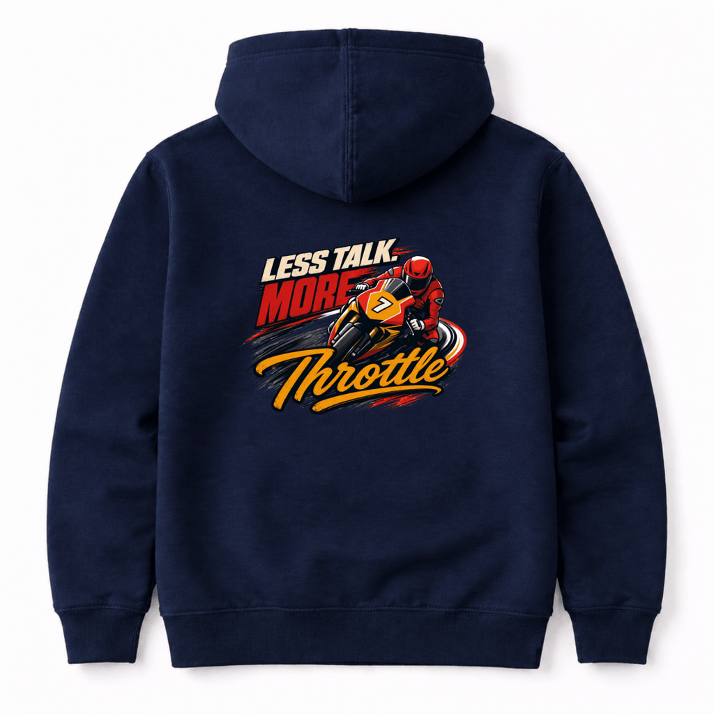 Less Talk More Throttle Racing hoodie navy — Camberline