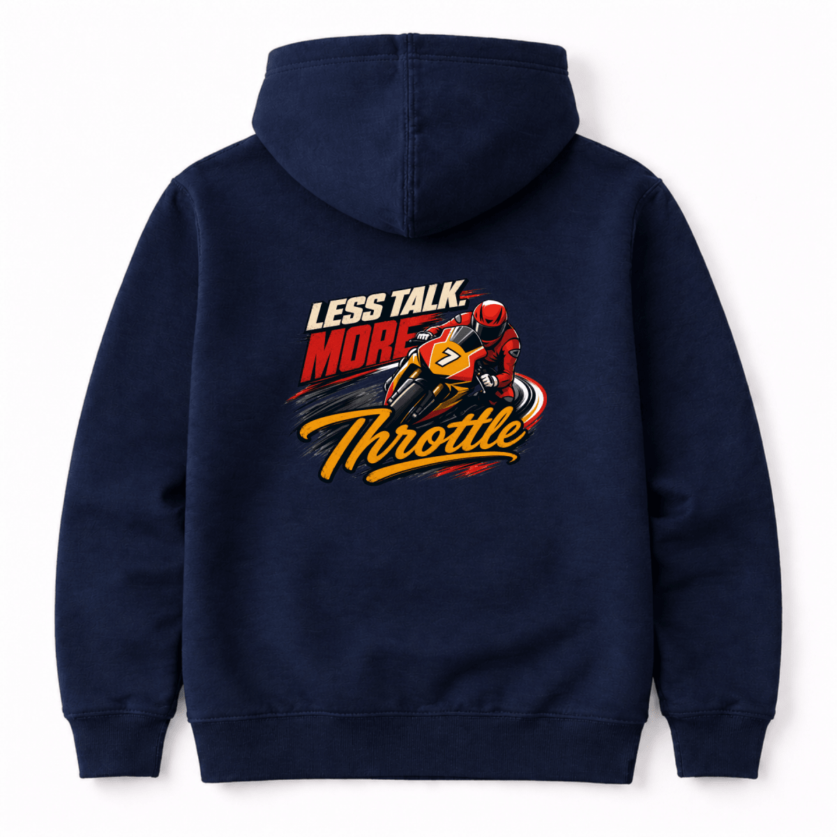Less Talk More Throttle Racing hoodie navy — Camberline