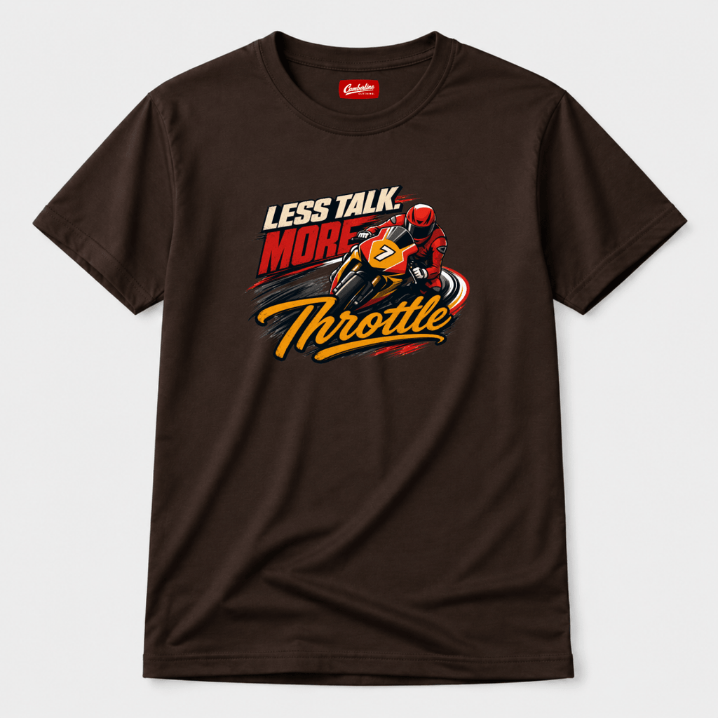 Less Talk More Throttle Racing t-shirt dark brown — Camberline