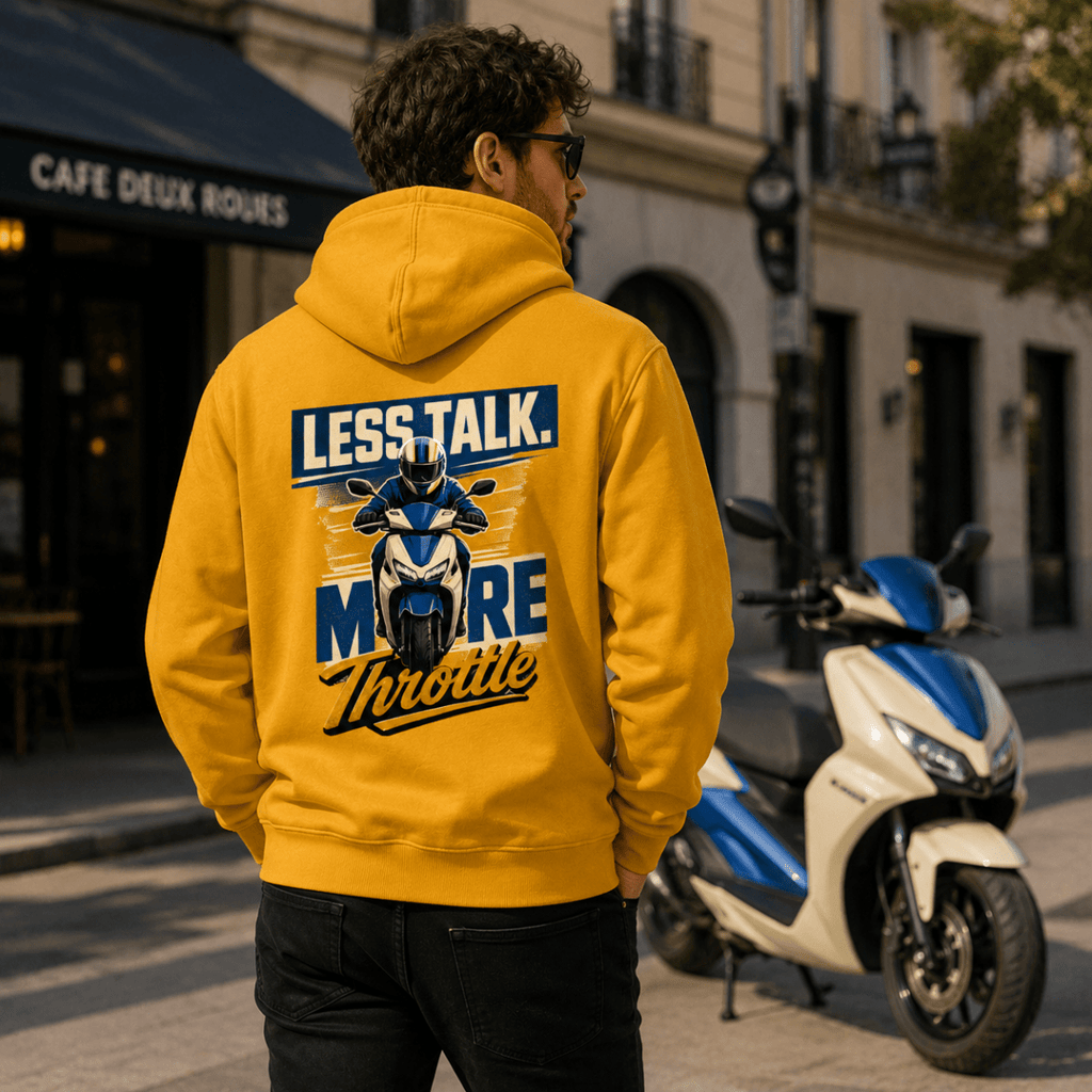 Less Talk More Throttle Rider hoodie mustard — Camberline