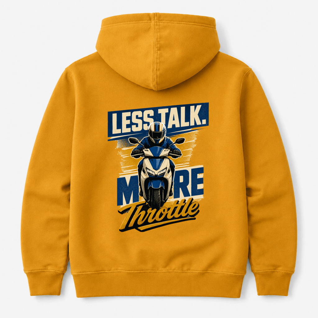 Less Talk More Throttle Rider hoodie mustard — Camberline