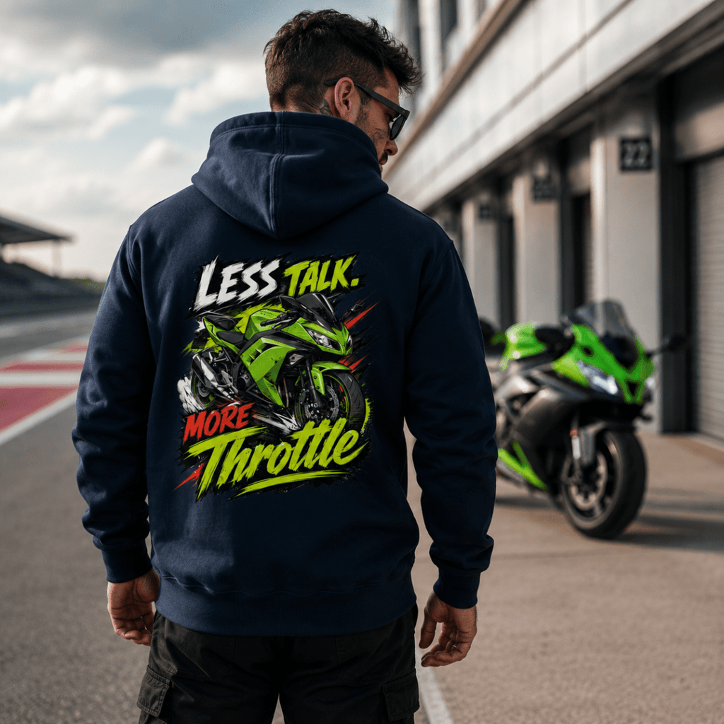 Less Talk More Throttle Sport Bike hoodie navy — Camberline