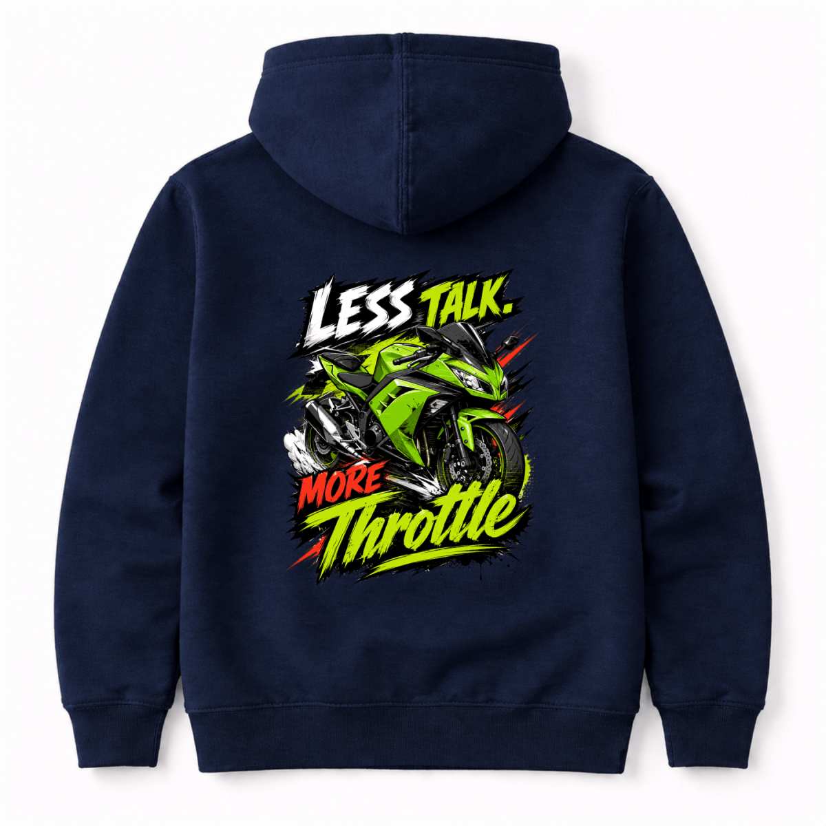 Less Talk More Throttle Sport Bike hoodie navy — Camberline
