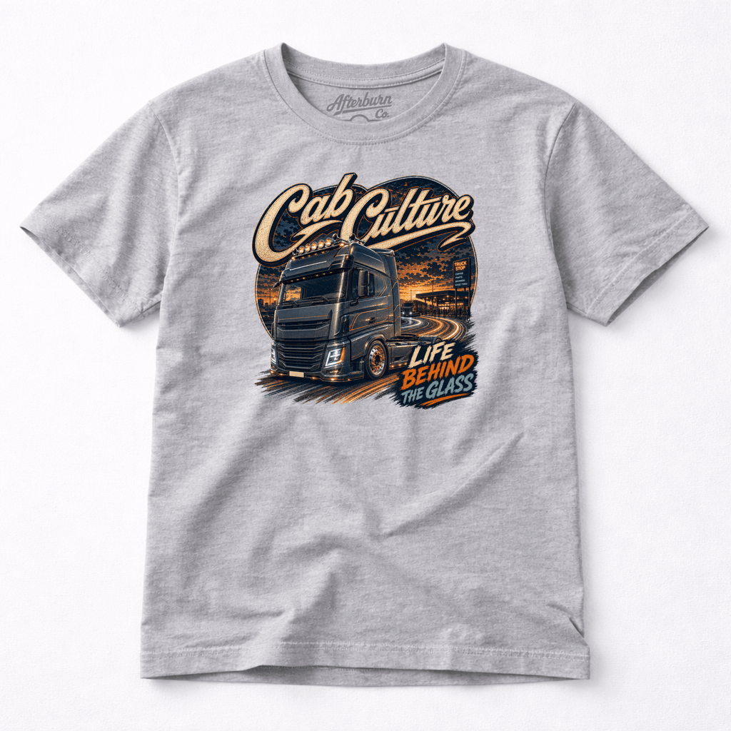 Camberline Cab Culture Lorry T-Shirt showing the front graphic print for lorries and haulage clothing